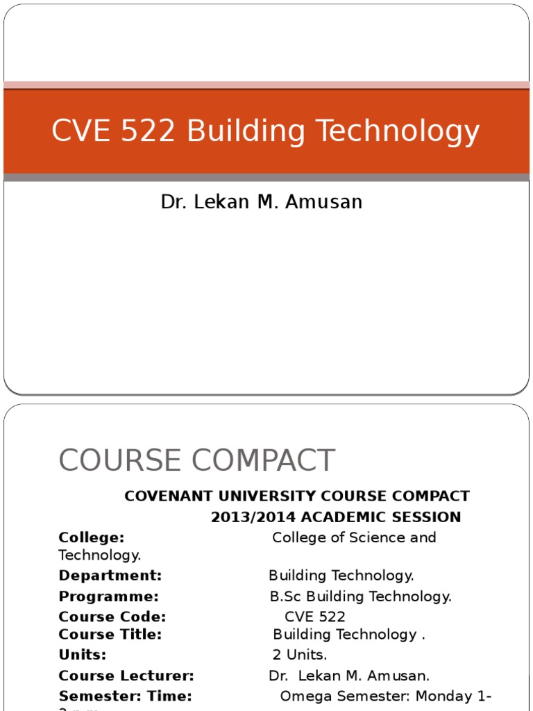 Cve522 Building Technology Compact and Module 1 | PDF | Lecture ...