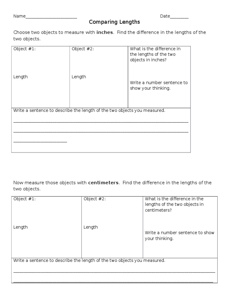 Measuring Lengths: Inches vs. Centimeters | PDF | Computers ...