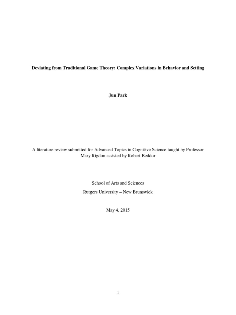 Literature Review Game Theory PDF