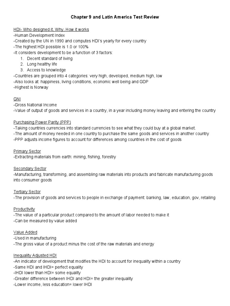 AP Human Geography Chapter 9 and Latin America Test Review | PDF ...