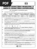 Prova 3 Final - Agente Censitario Municipal e Agente Censitario Supervisor