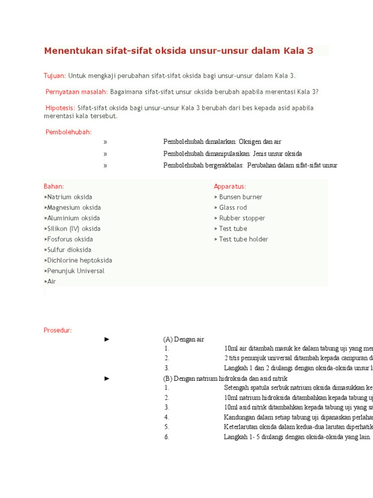 Sifat Sifat Oksida Unsur Kala 3 Pdf