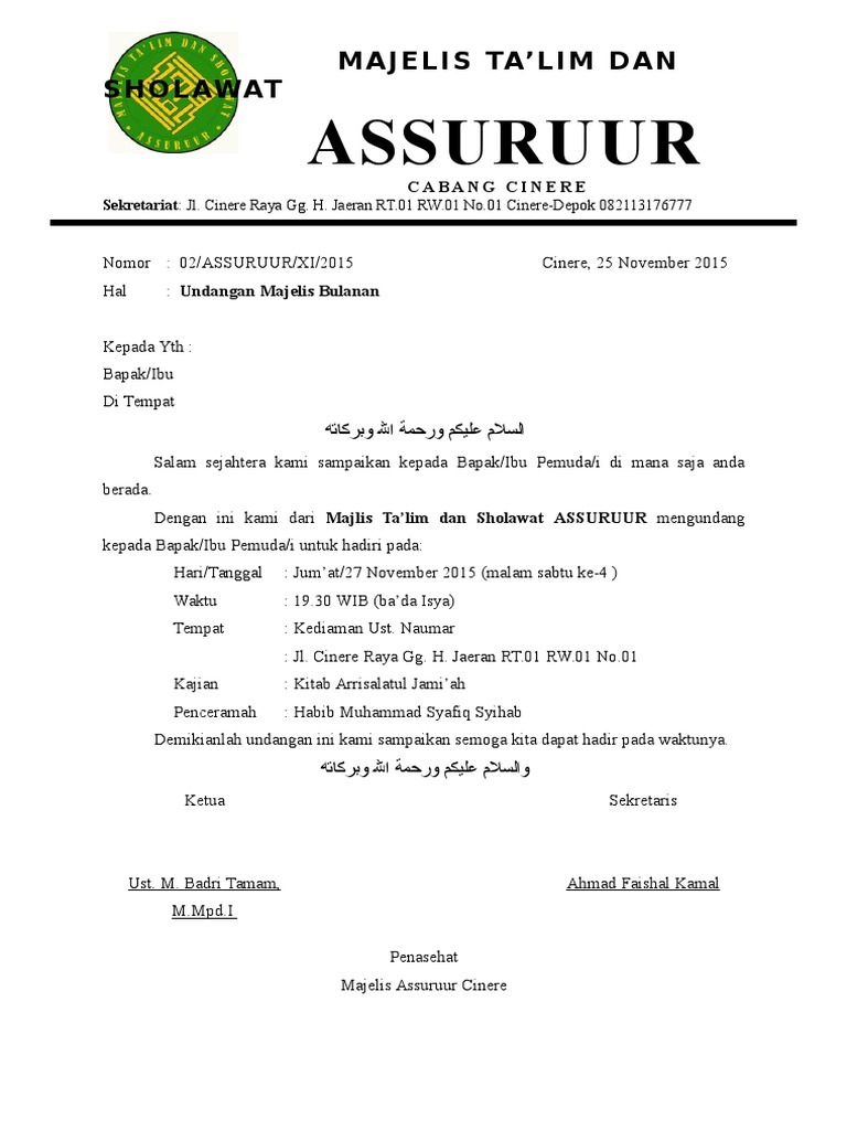 Contoh Kop Surat Majelis Taklim Contoh Kop Surat