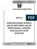 Peranggaraan Harga Jalan Bitumin, Jalan Pertanian, Ladang Dan Jalan Luar Bandar