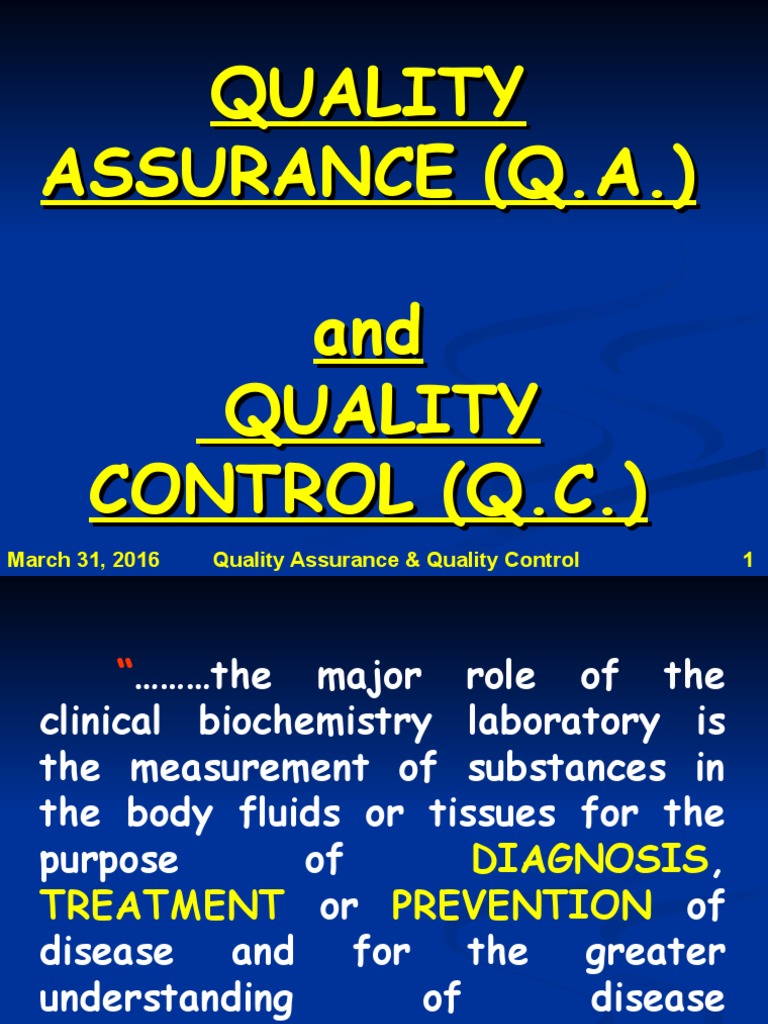 QC in Clinical Laboratories | PDF | Accuracy And Precision | Quality ...
