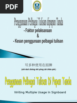 Penggunaan Pelbagai Tulisan Di Papan Tanda Pdf