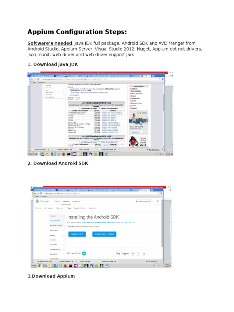 Appium Configuration Steps | PDF | Google Chrome | Java (Programming ...