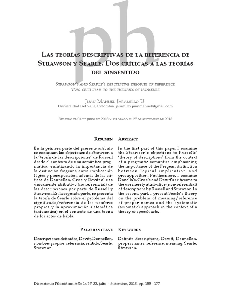 Críticas de Strawson y Searle a Russell | PDF | Bertrand Russell | Verdad