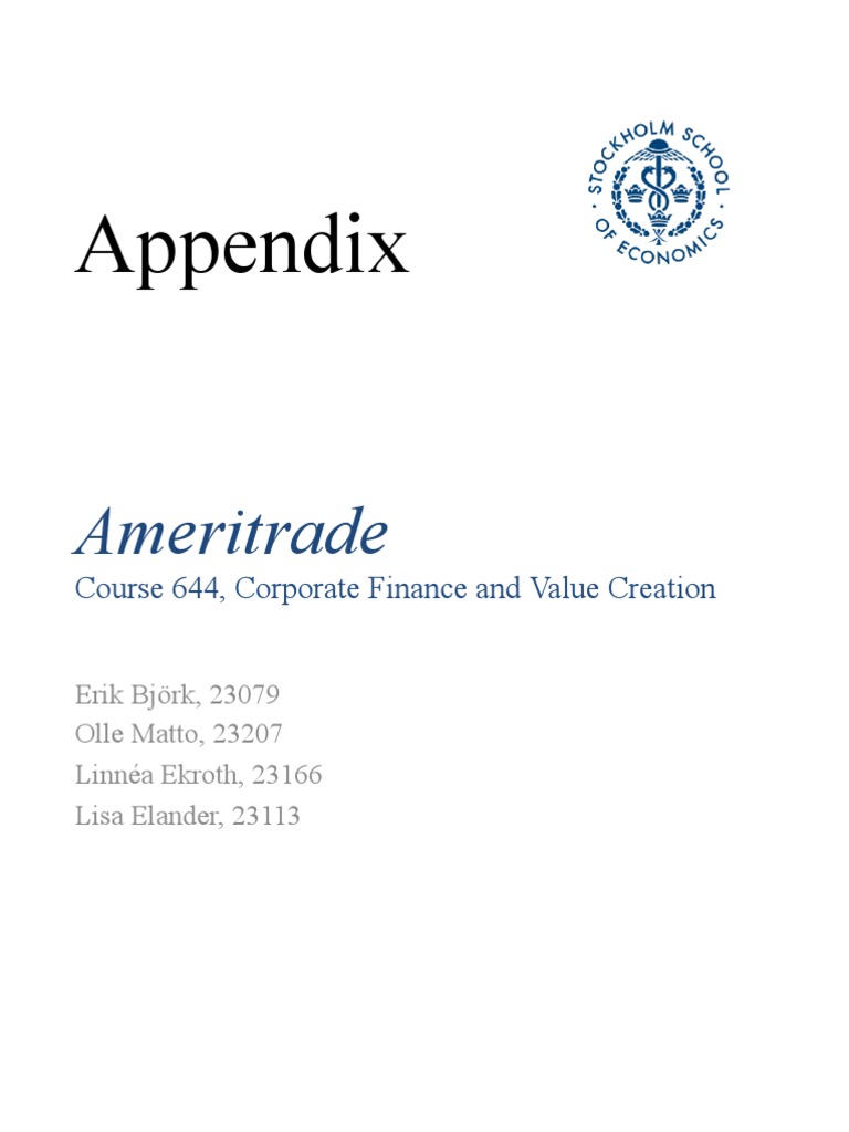 Appendix Ameritrade | PDF | Beta (Finance) | Cost Of Capital