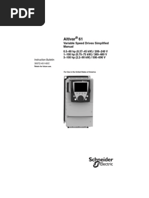 Atv61 Installation Manual 0 37 90 Kw Schneider Electric
