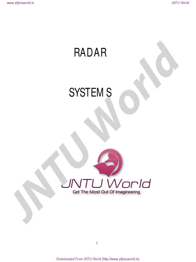 Radar Systems Notes PDF Radar Antenna (Radio)