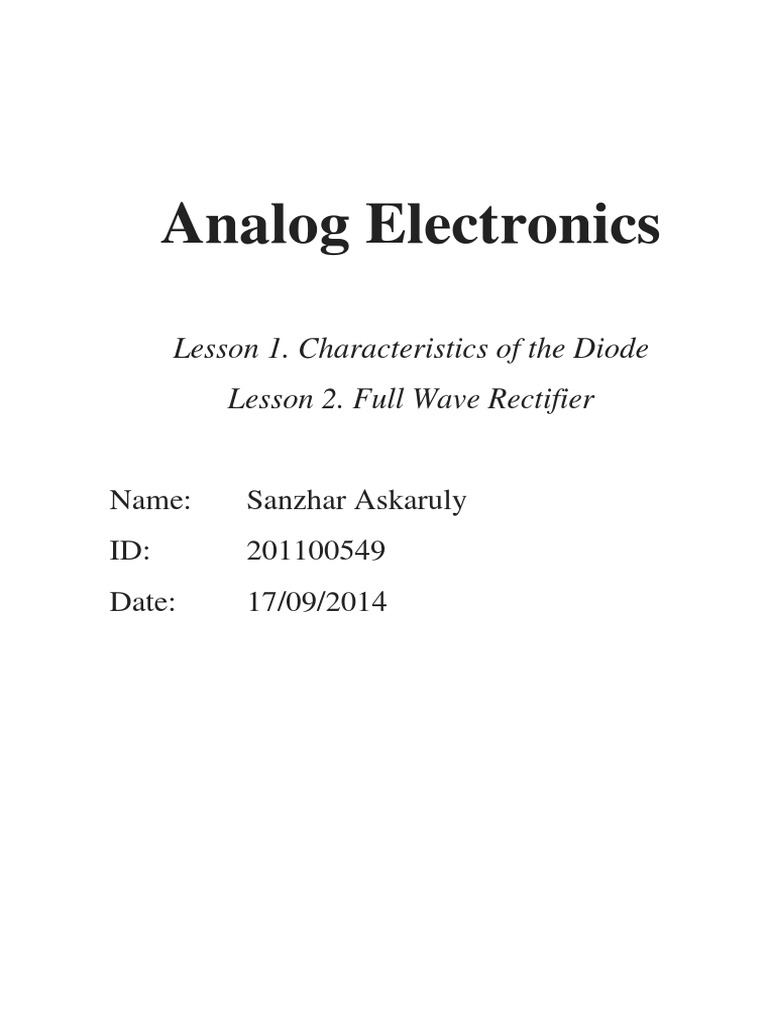 Diode Characteristics and Rectifiers Lab | PDF | Diode | P–N Junction
