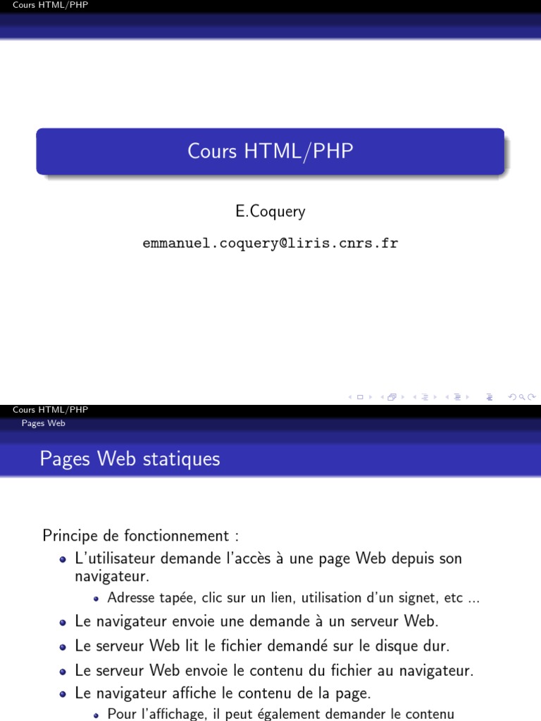 Introduction au Cours HTML/PHP | PDF | PHP | Internet