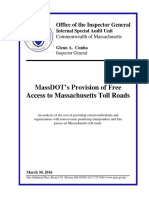 Inspector General Report on MassDOT Free Access to Mass. Toll Roads