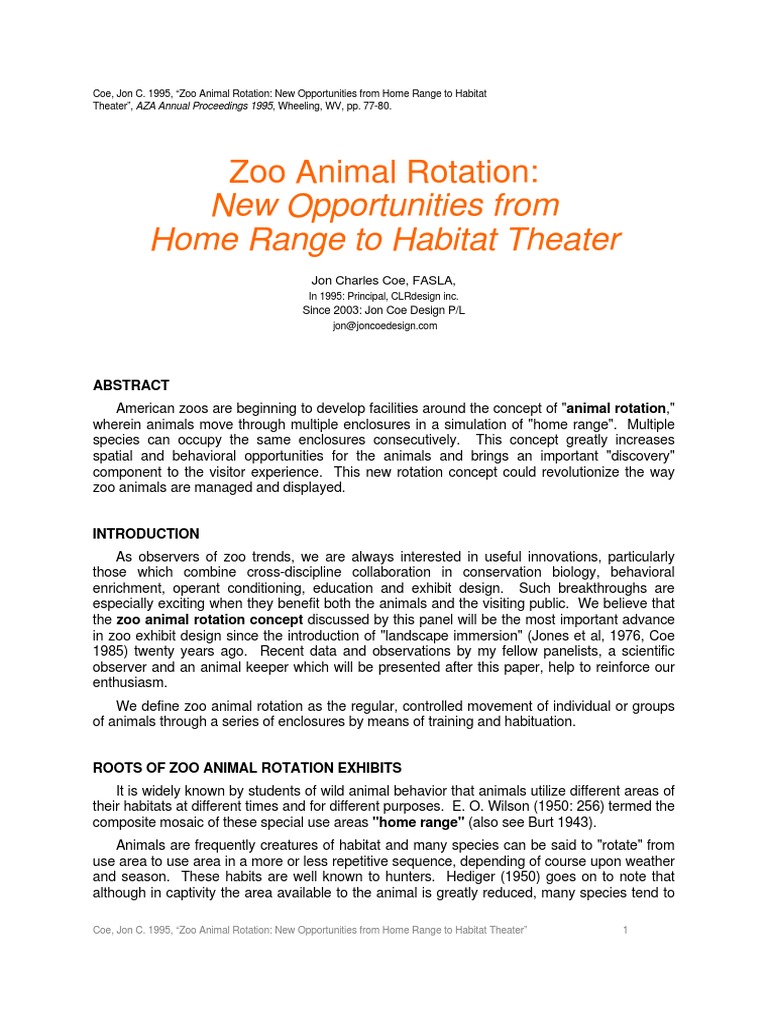 Zoo Animal Rotation 1995 | PDF | Zoo | Conservation