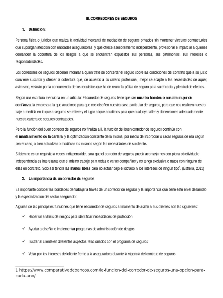 Funciones y Definición de Corredores de Seguros | PDF | Póliza de ...