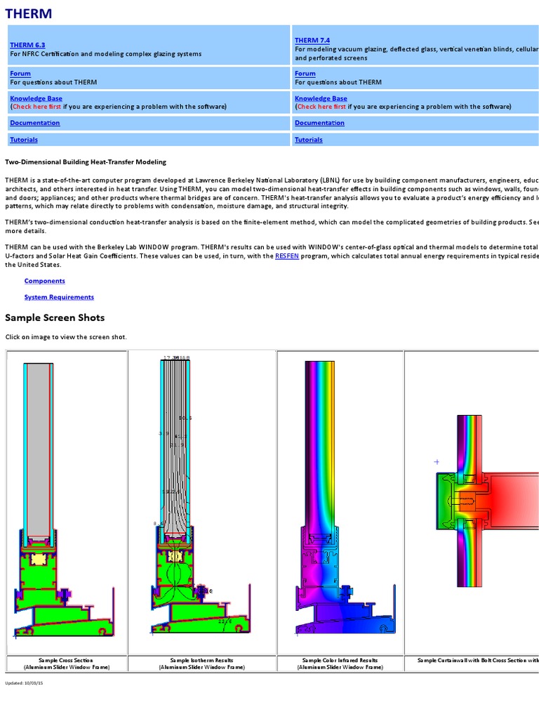 LBNL Windows & Daylighting Software TheRM