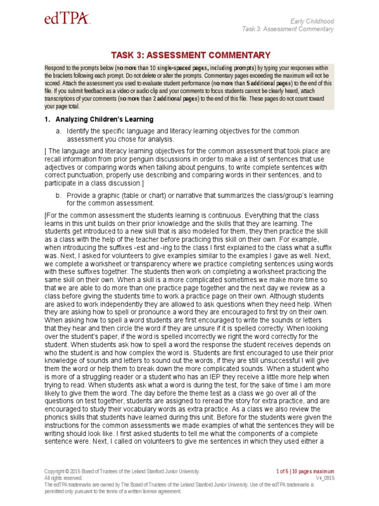 Edtpa Early Childhood PDF Educational