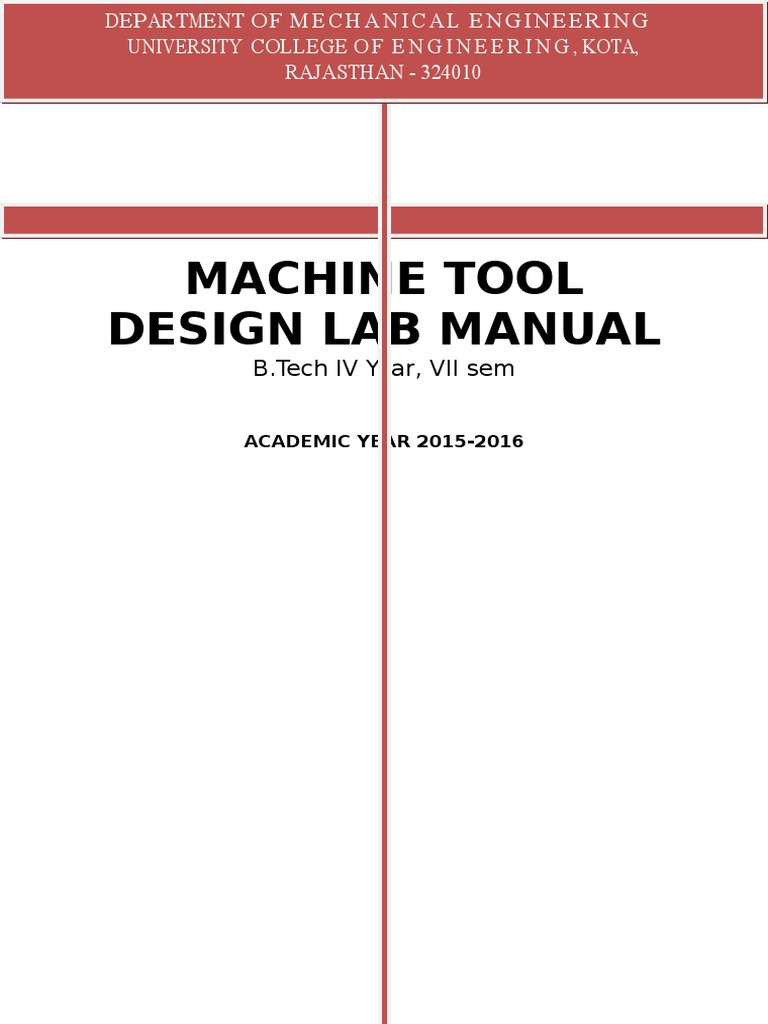 Machine Tool Design Lab Manual Gear Friction Free 30day Trial Scribd