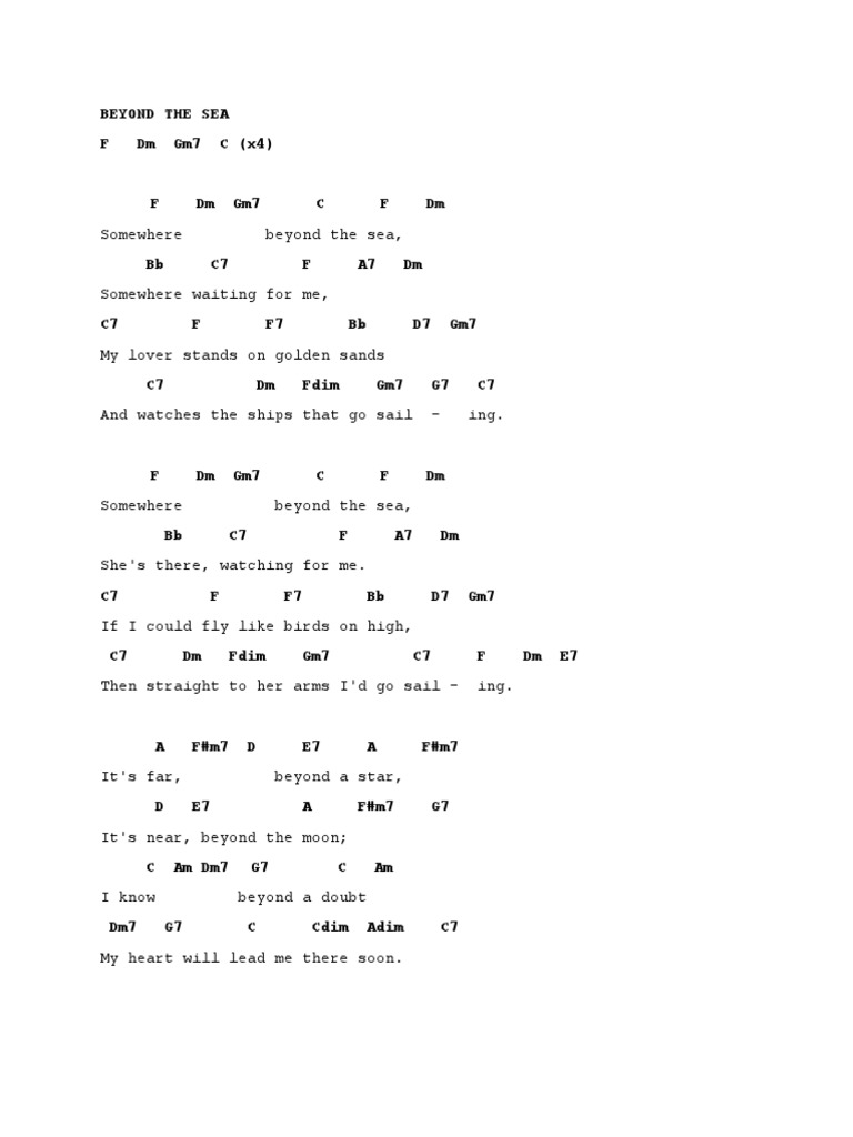 Beyond The Sea Chords PDF