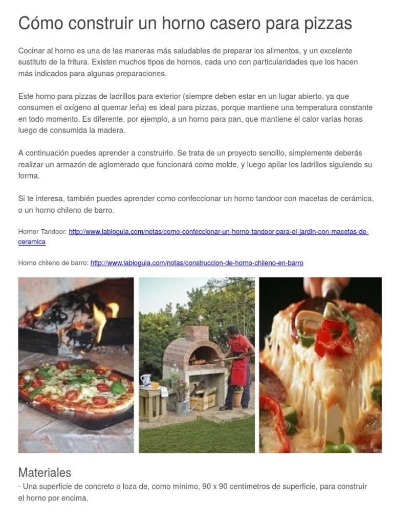 Cómo construir un horno para pizza casero | PDF | Ladrillo | Pizza, image size:768x1024