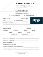 Arise Agency - Casting Form