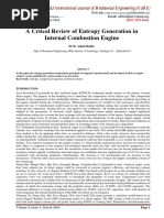 A Crtical Review of Entropy Generation in Internal Combustion Engine