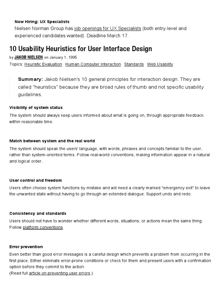 10 Heuristics For User Interface Design - Article by Jakob Nielsen ...