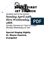 Fairmount First Baptist Church: Sunday April 25th Thru Wednesday April 28th