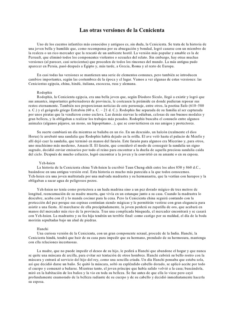 Las Otras Versiones de La Cenicienta | PDF | Cenicienta