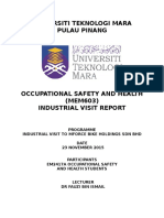 Occupational Safety and Health (Mem603) Industrial Visit Report