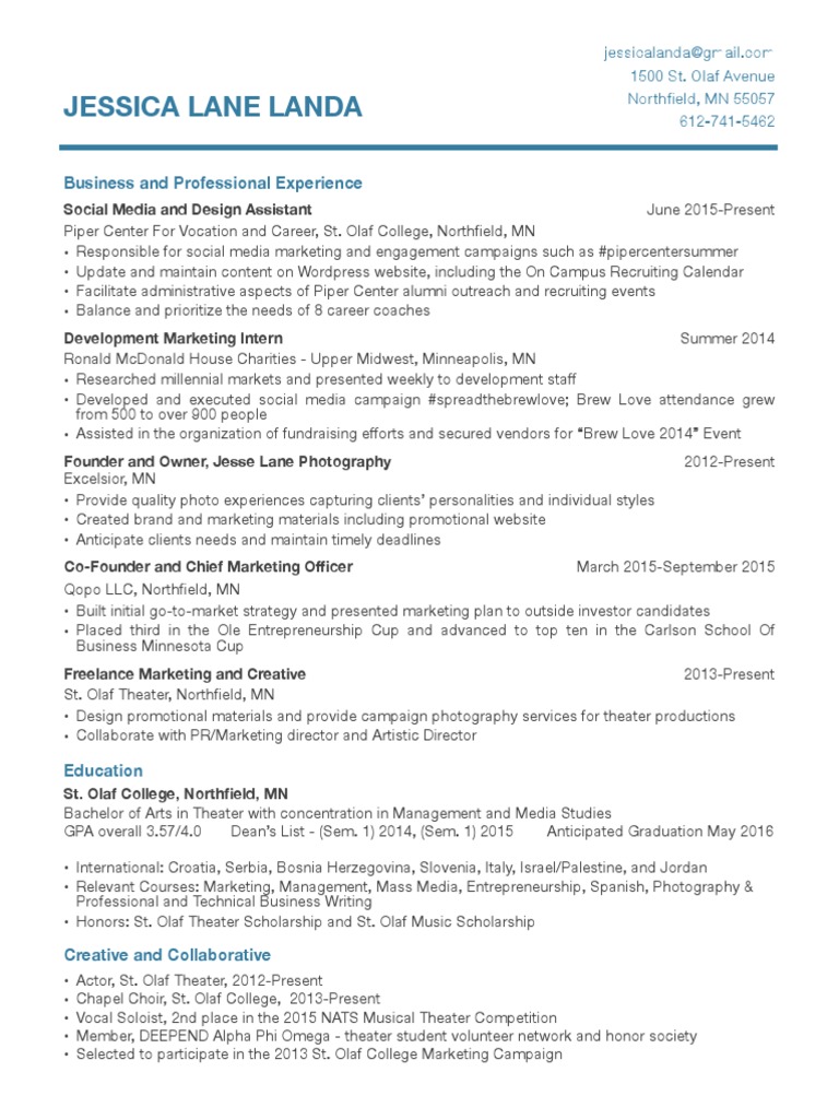 Jessica Landa Resume | PDF | Minnesota | Social Media