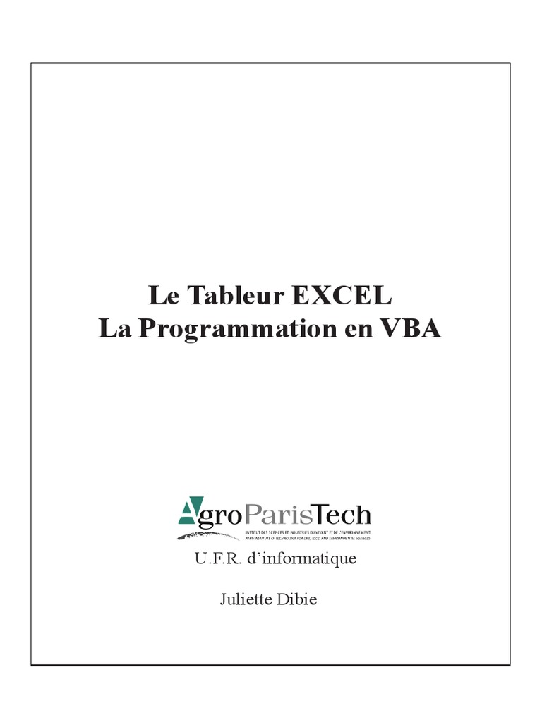 Cours VBA Excel | PDF | Visual Basic for Applications | Microsoft Excel