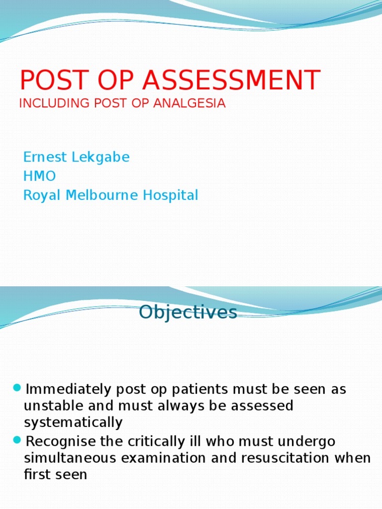 Post Op Assessment Surgery Analgesic Opioid Free 30day Trial