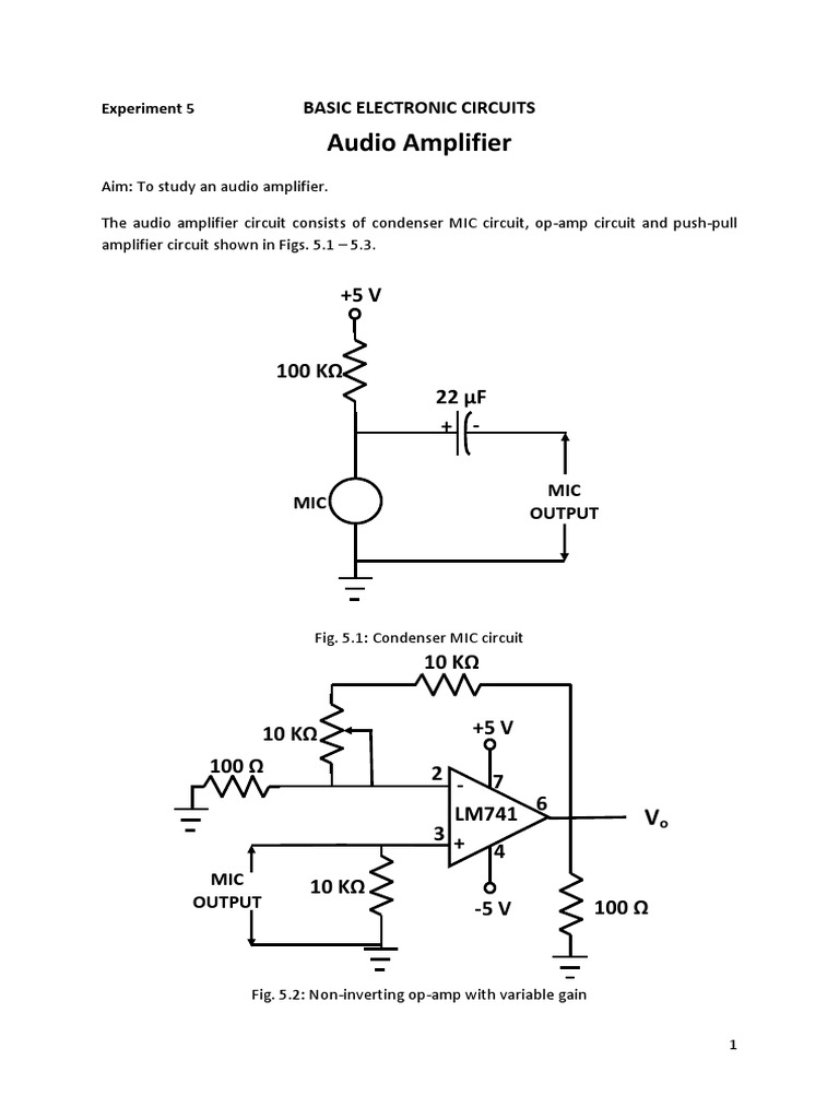 Audio Amplifier Circuit Experiment | PDF | Operational Amplifier ...
