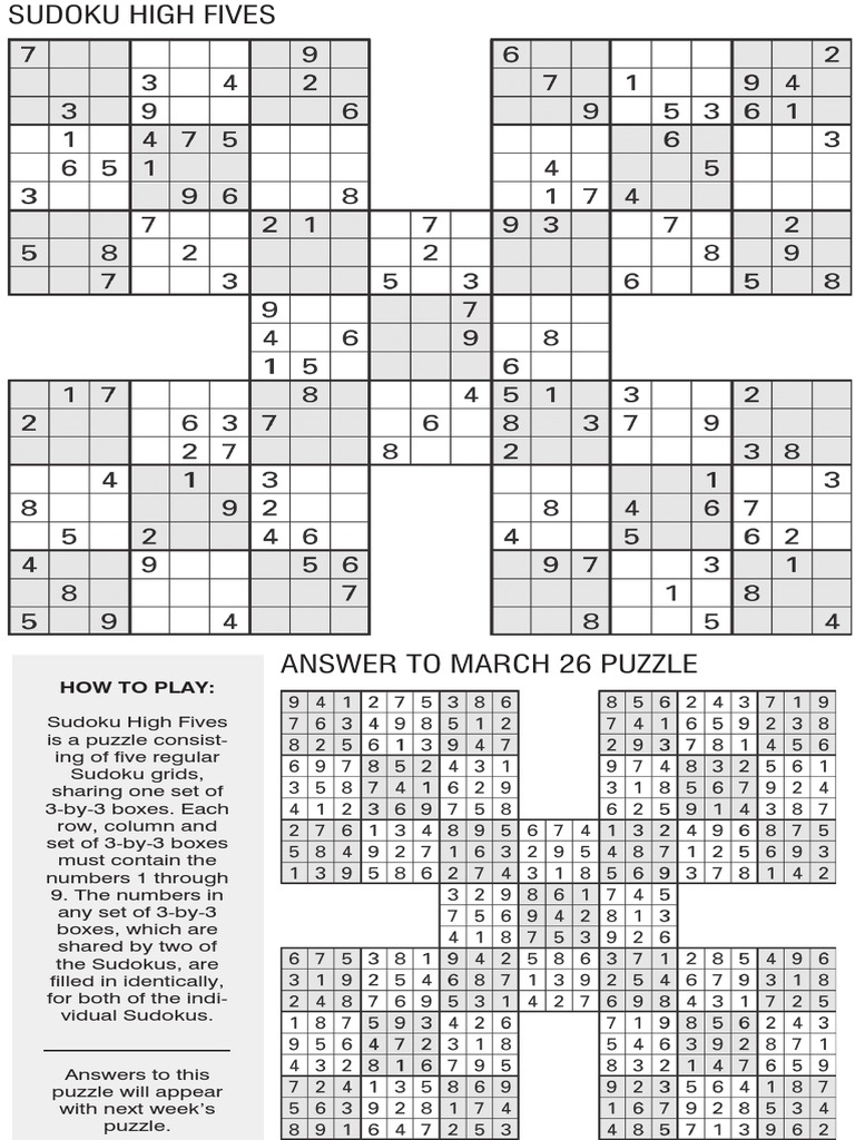 printable sudoku high five april 2