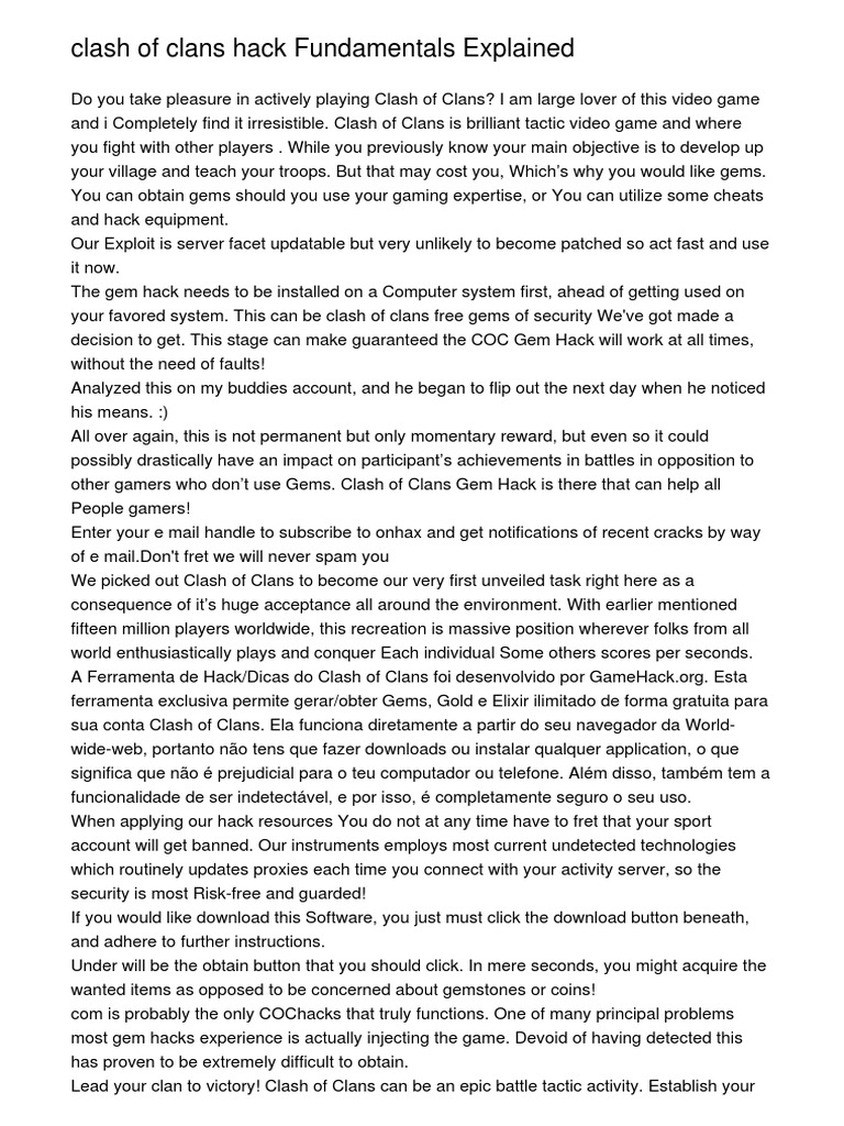 Clash of Clans Hack Fundamentals Explained PDF Proxy Server Video Games