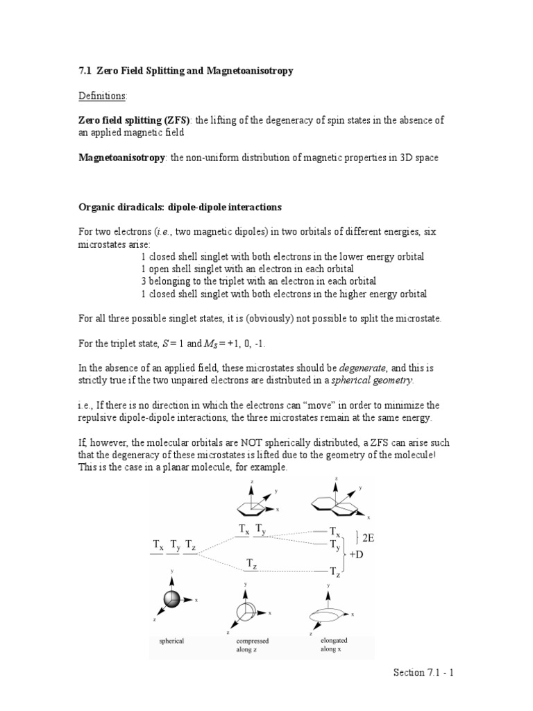 Zero Field Splitting in ESR Spectroscopy | PDF | Hamiltonian (Quantum ...