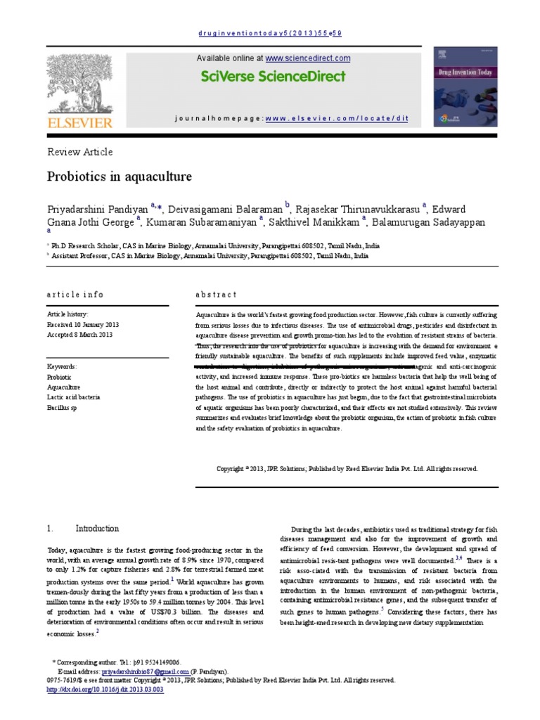 Probiotics in Aquaculture | PDF | Probiotic | Humoral Immunity