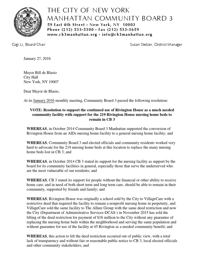 The City of New York Manhattan Community Board 3 PDF Nursing Home