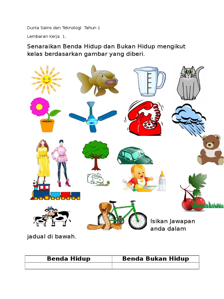benda hidup dan benda bukan hidup