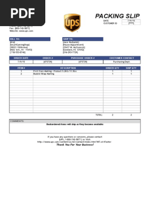 Packing Slip