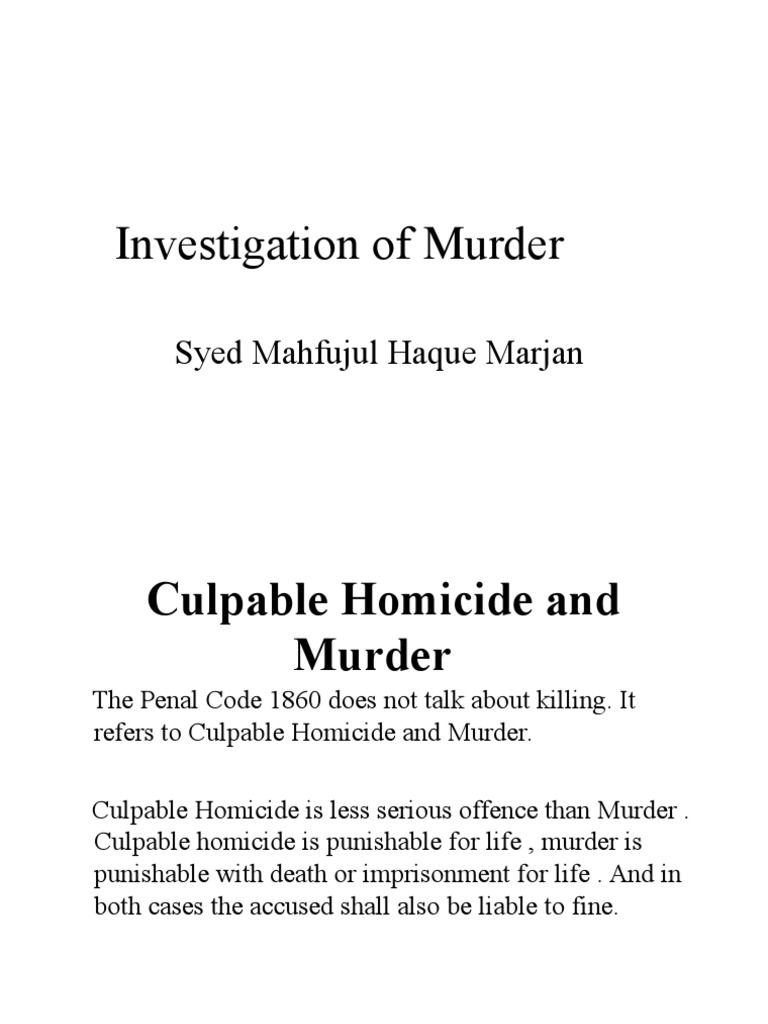 Homicide Investigation | PDF
