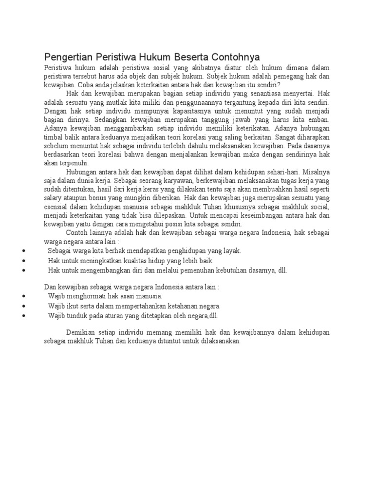 Pengertian Peristiwa Hukum Beserta Contohnya