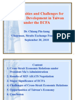 Opportunities and Challenges For Economic Development in Taiwan Under The ECFA