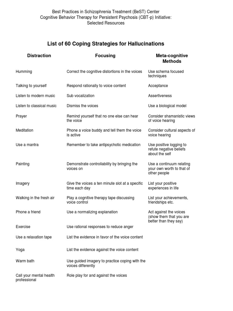 Coping Techniques For Hallucinations