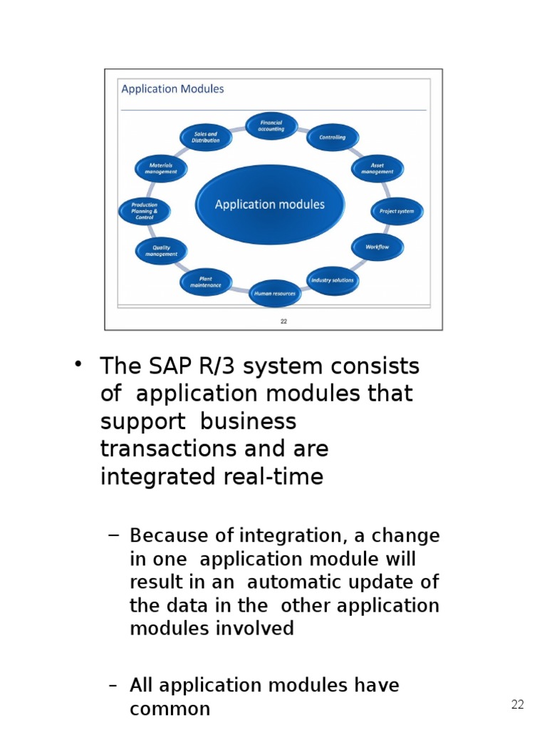 The SAP R/3 System Consists of Application Modules That Support ...