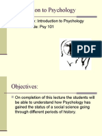 Course Title: Introduction To Psychology Course Code: Psy 101
