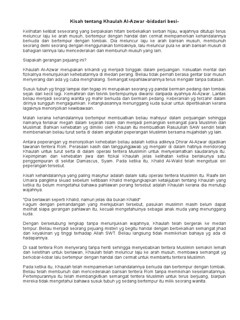 Kisah Tentang Khaulah Al Azwar Pdf