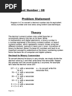 Decimal Binary C Programming Using Switch